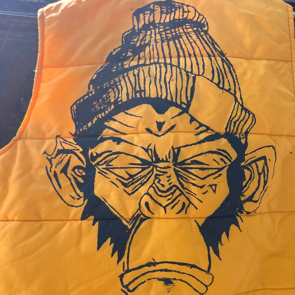 Yellow Graphic Vest with Unique Hand Painted Design